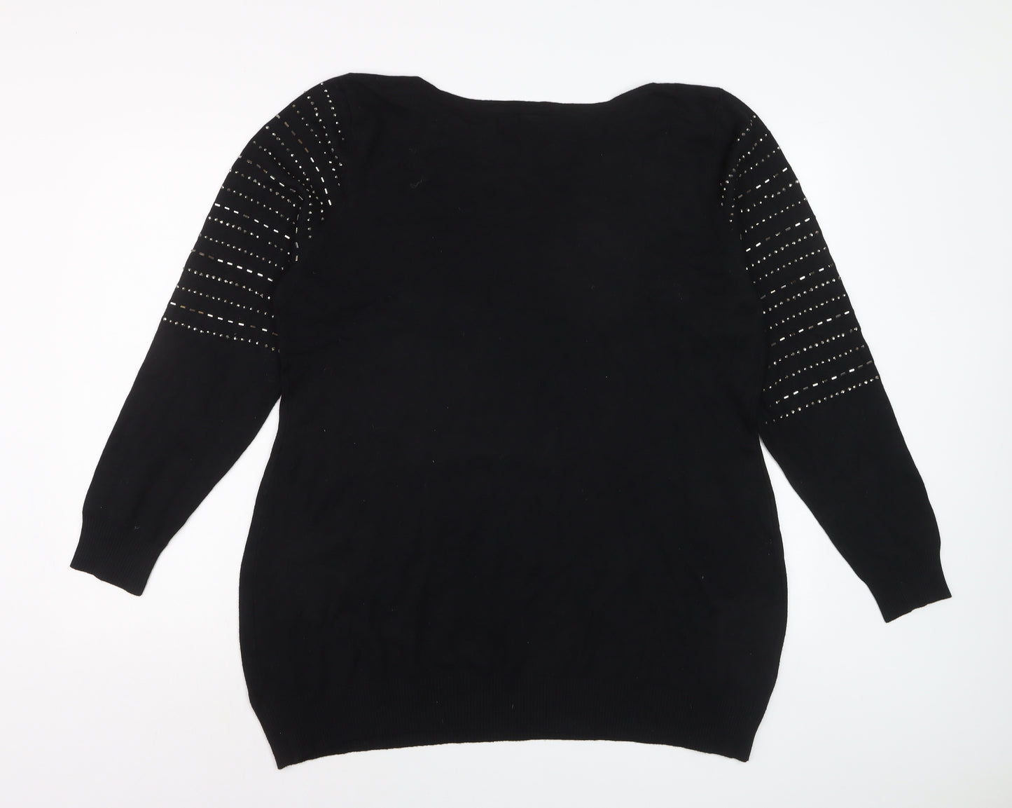 Roman Women’s Black Round Neck Knit Jumper Size 20 Long Sleeve