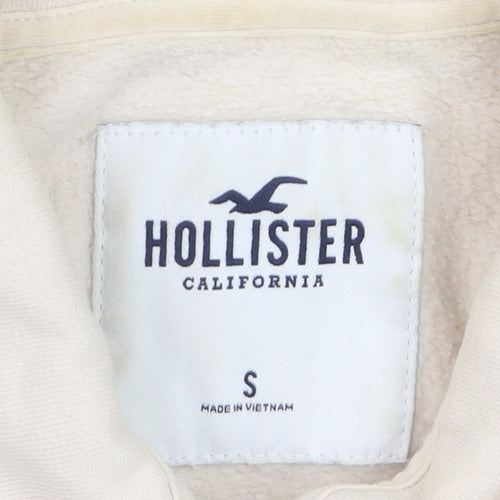 Hollister Women Beige Cropped Long Sleeve Polo Shirt S