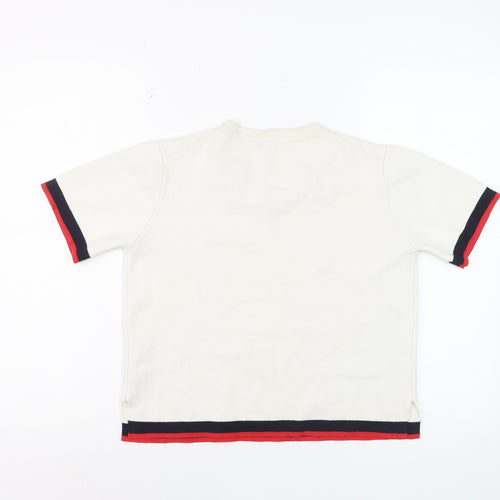 Zara Women Ivory Short Sleeve Knit T-Shirt Medium