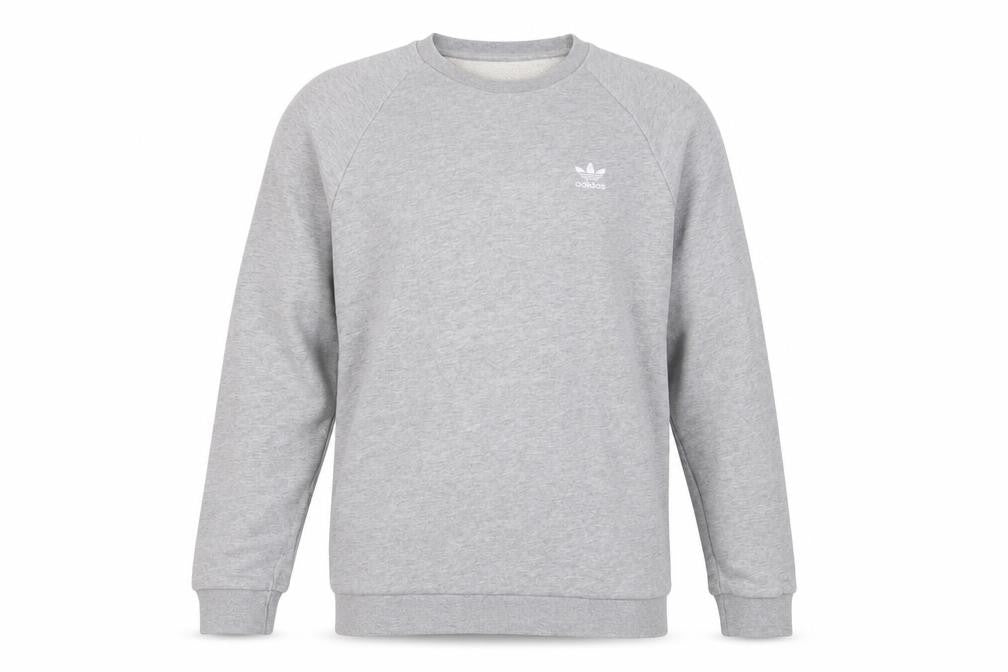 Front view of Adidas Men's Grey Crew Neck Pullover Sweatshirt, size M
