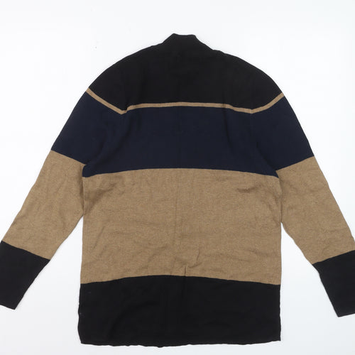 Next Women Black Blue Beige Striped Jumper Size 18 Button Detail