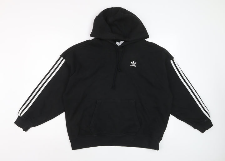 Adidas Womens Black Pullover Hoodie Size 4 Cotton Long Sleeve Casual