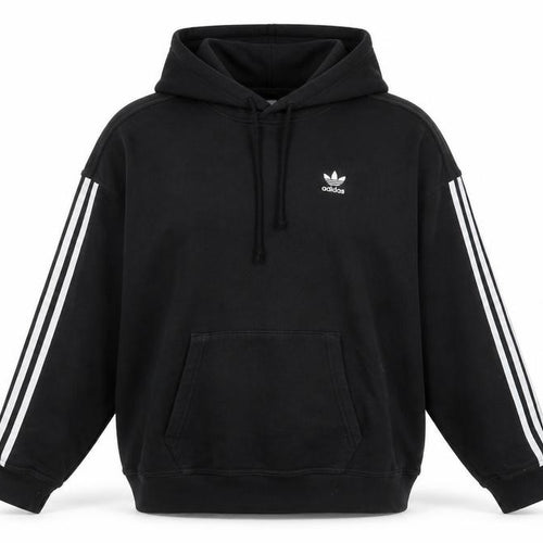 Adidas Womens Black Pullover Hoodie Size 4 Cotton Long Sleeve Casual