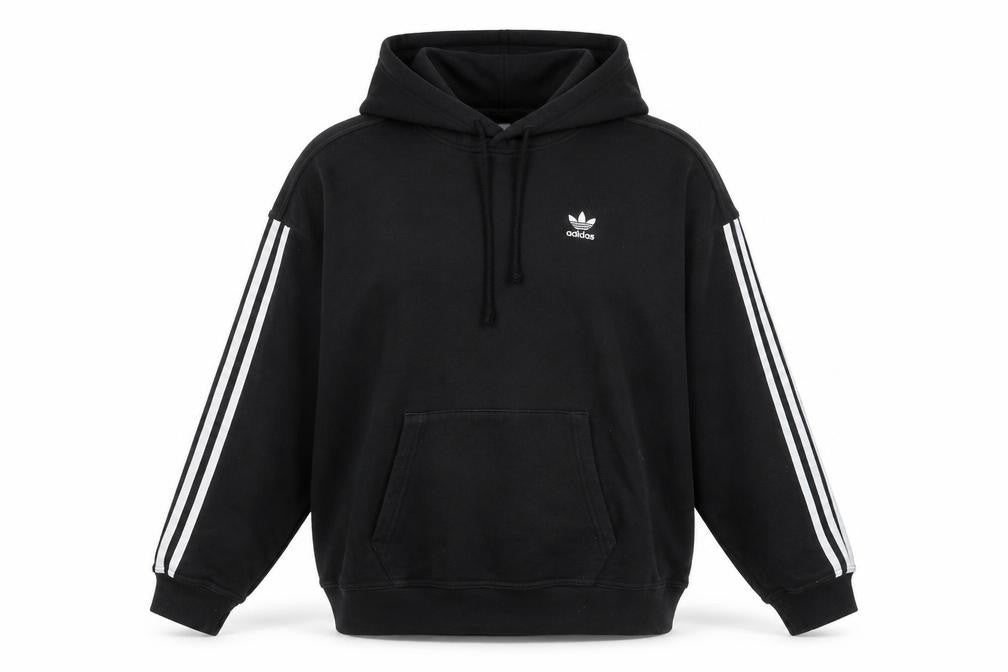 Adidas Womens Black Pullover Hoodie Size 4 Cotton Long Sleeve Casual