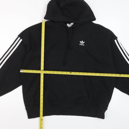 Adidas Womens Black Pullover Hoodie Size 4 Cotton Long Sleeve Casual