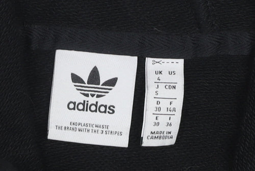 Adidas Womens Black Pullover Hoodie Size 4 Cotton Long Sleeve Casual