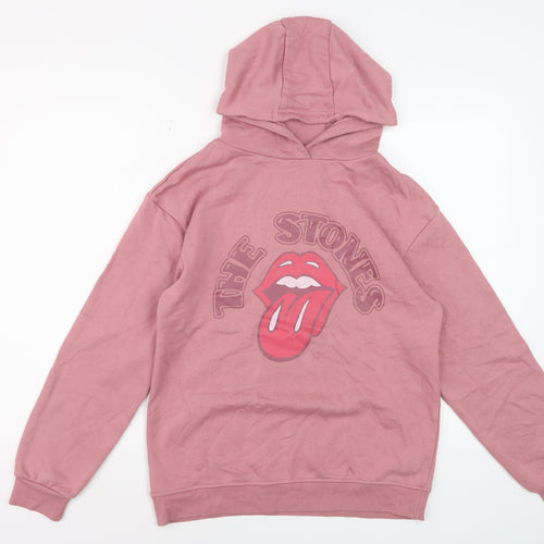 The Rolling Stones Girls Pink Pullover Hoodie 13-14 Years Graphic Print
