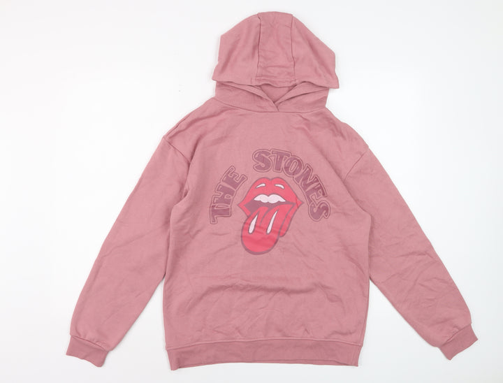 The Rolling Stones Girls Pink Pullover Hoodie 13-14 Years Graphic Print