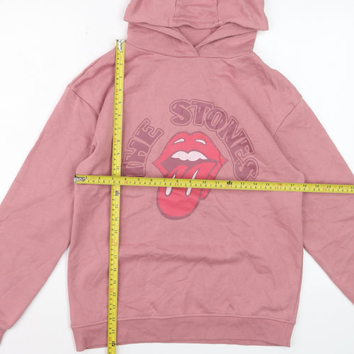 The Rolling Stones Girls Pink Pullover Hoodie 13-14 Years Graphic Print