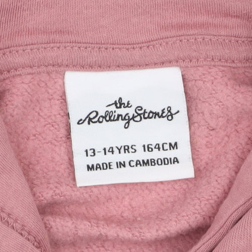 The Rolling Stones Girls Pink Pullover Hoodie 13-14 Years Graphic Print
