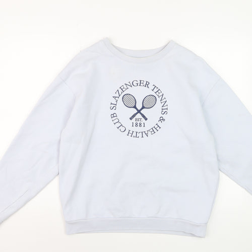 Slazenger Womens White Crew Neck Pullover Sweatshirt UK 12