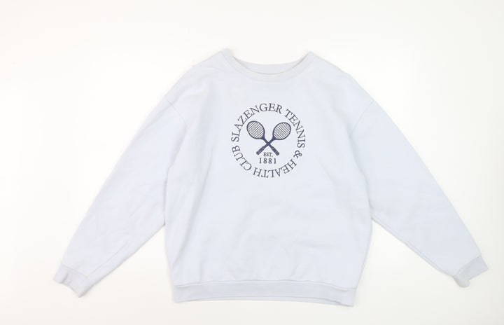 Slazenger Womens White Crew Neck Pullover Sweatshirt UK 12