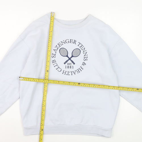 Slazenger Womens White Crew Neck Pullover Sweatshirt UK 12