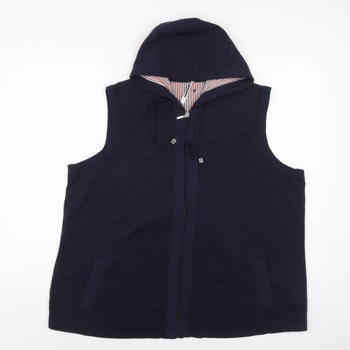 BM Women's Navy XL Sleeveless Full Zip Hoodie Vest