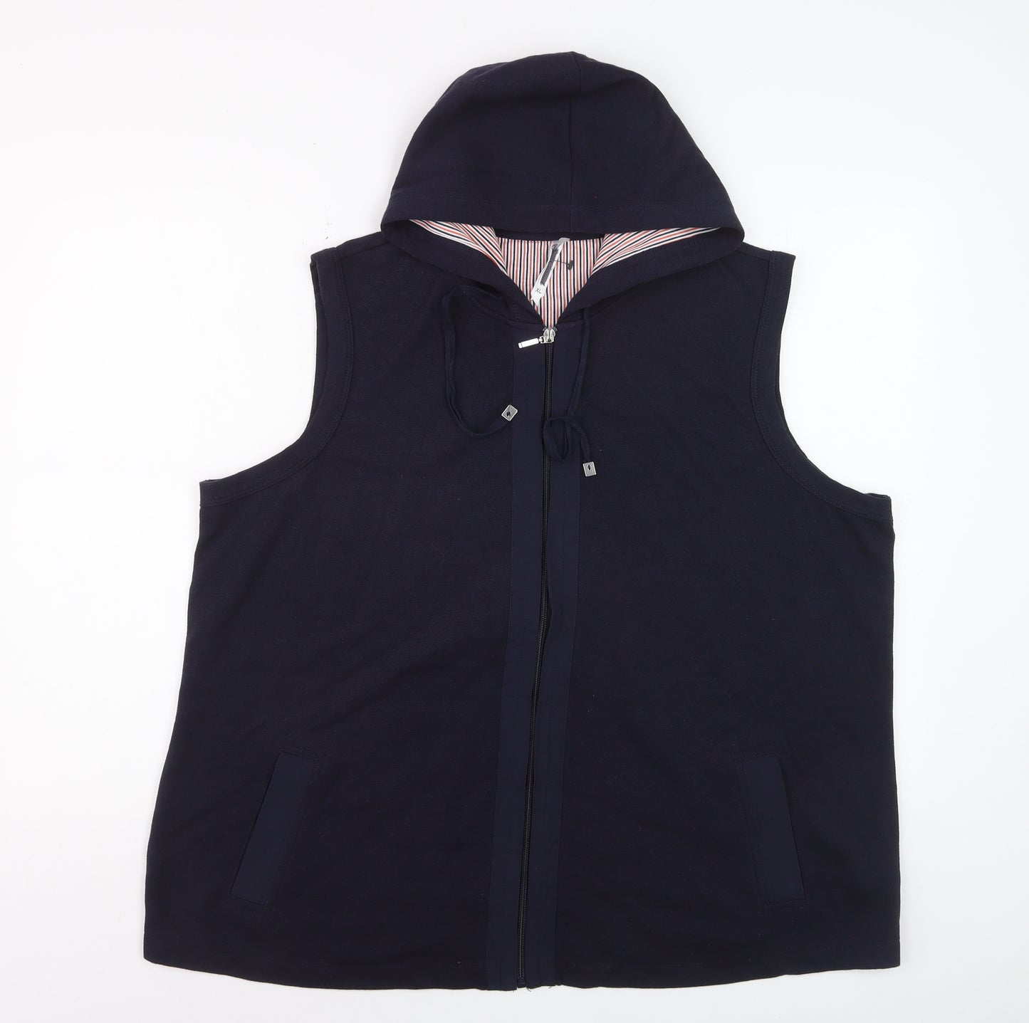 BM Women's Navy XL Sleeveless Full Zip Hoodie Vest