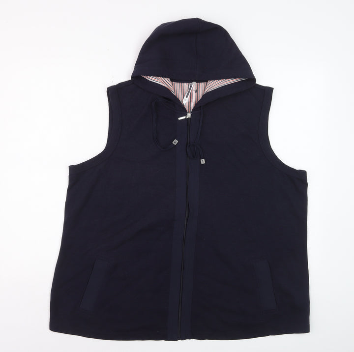 BM Women's Navy XL Sleeveless Full Zip Hoodie Vest