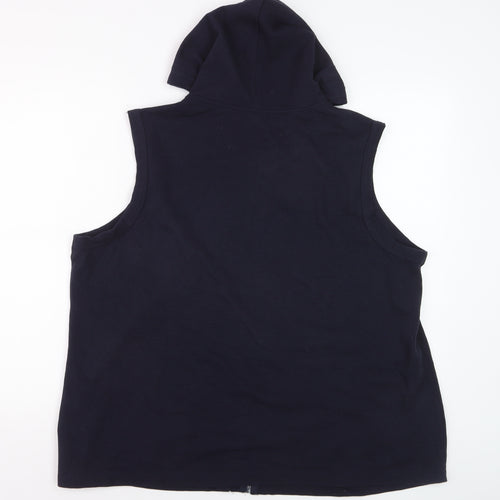 BM Women's Navy XL Sleeveless Full Zip Hoodie Vest