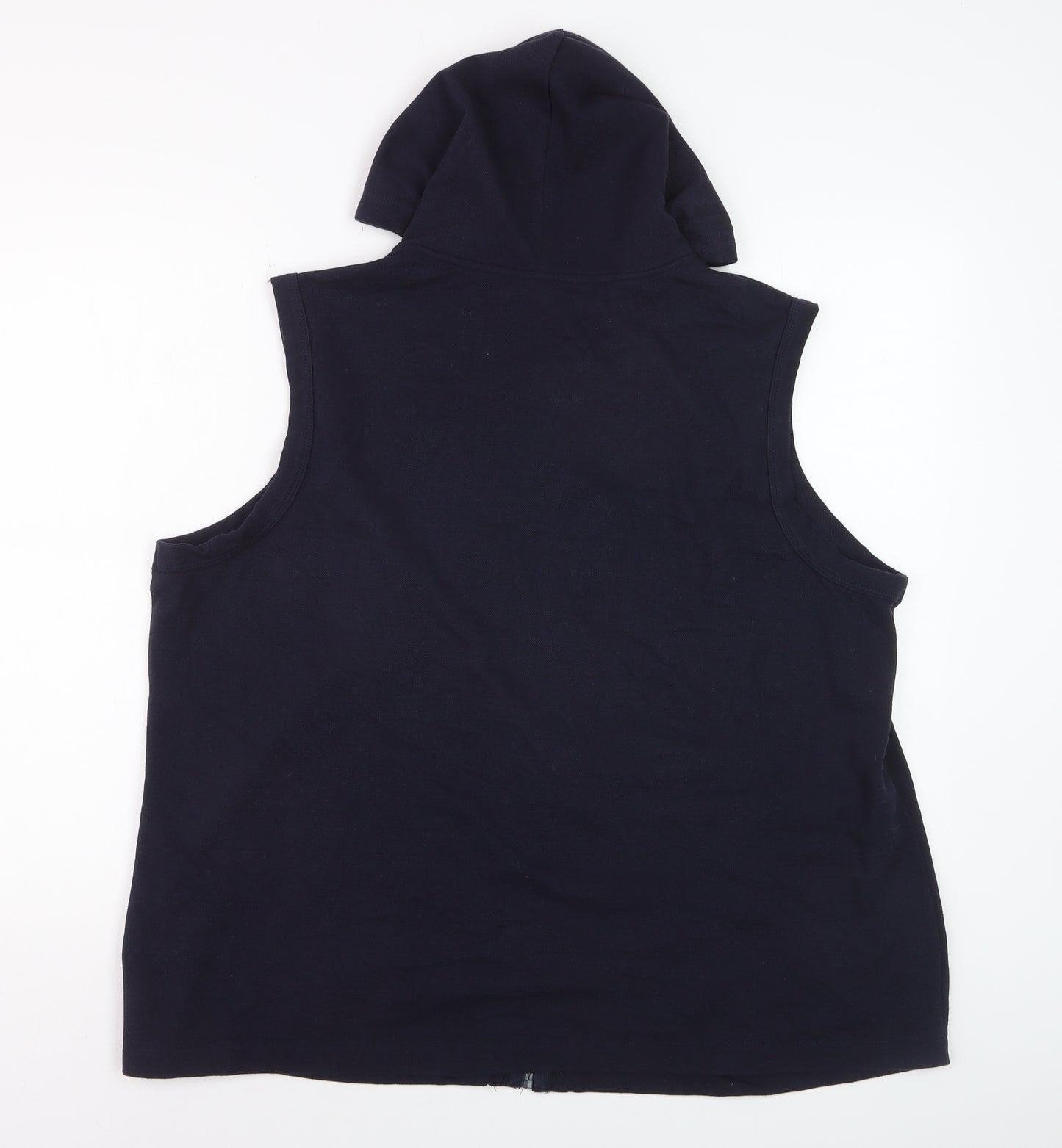 BM Women's Navy XL Sleeveless Full Zip Hoodie Vest