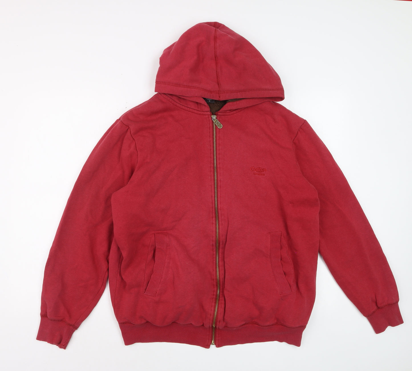 Cotton Traders Men's Red Full Zip Fleece Lined Hoodie Size M