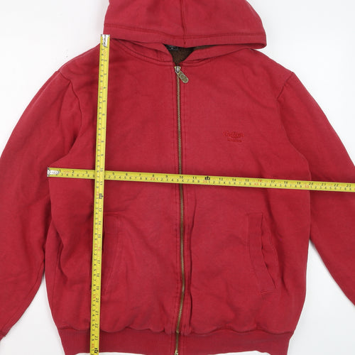 Cotton Traders Men's Red Full Zip Fleece Lined Hoodie Size M