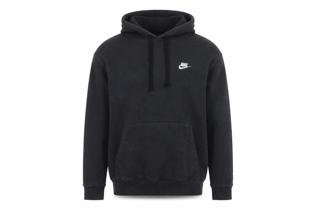 Front view of Nike Men's Black Pullover Hoodie M Regular Fit Fleece Sweatshirt