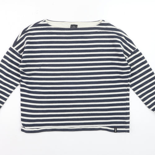 Finisterre Women's Blue Striped Organic Cotton Long Sleeve Top Size 8