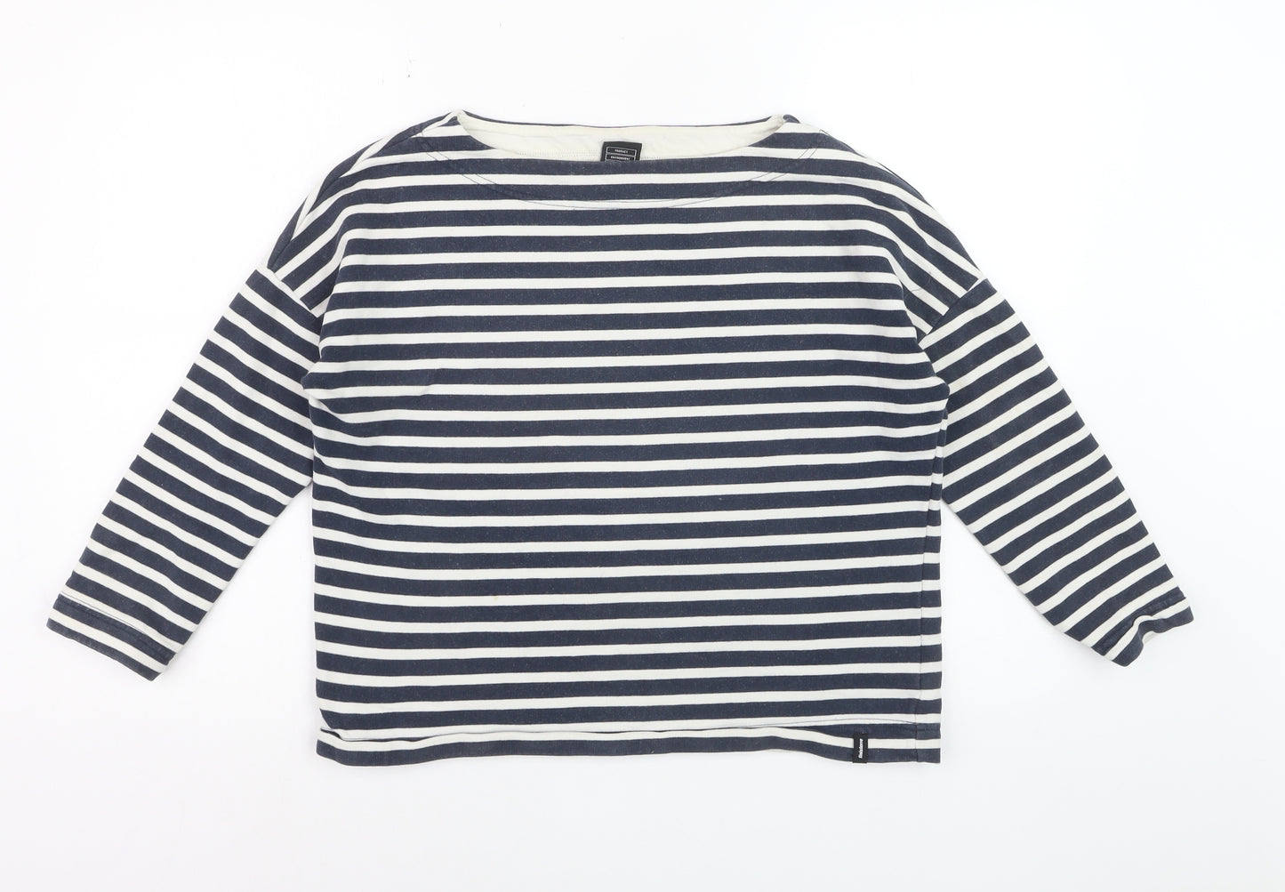 Finisterre Women's Blue Striped Organic Cotton Long Sleeve Top Size 8