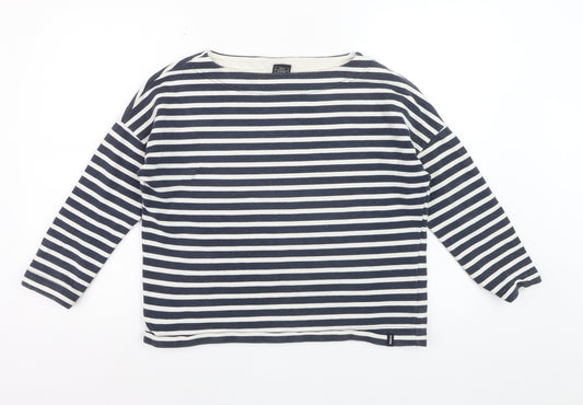 Finisterre Women's Blue Striped Organic Cotton Long Sleeve Top Size 8