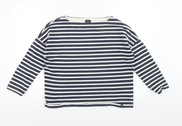 Finisterre Women's Blue Striped Organic Cotton Long Sleeve Top Size 8