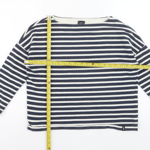 Finisterre Women's Blue Striped Organic Cotton Long Sleeve Top Size 8
