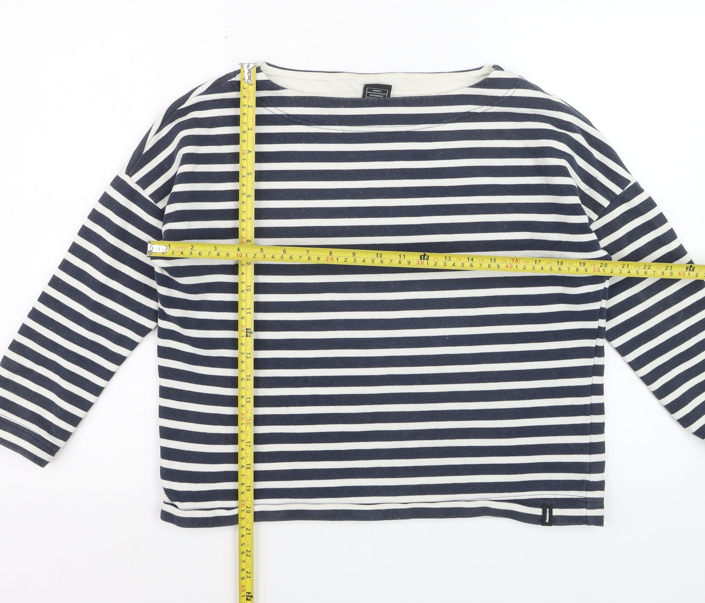 Finisterre Women's Blue Striped Organic Cotton Long Sleeve Top Size 8