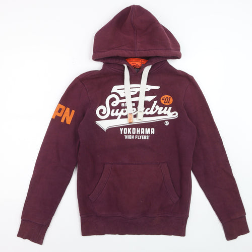 Superdry Men's Purple XS Pullover Hoodie with Logo Print