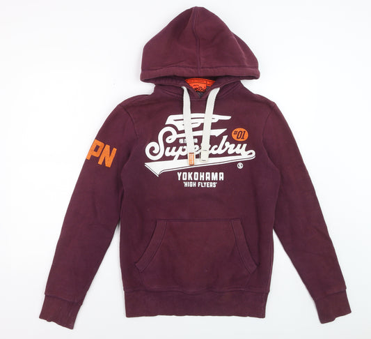 Superdry Men's Purple XS Pullover Hoodie with Logo Print