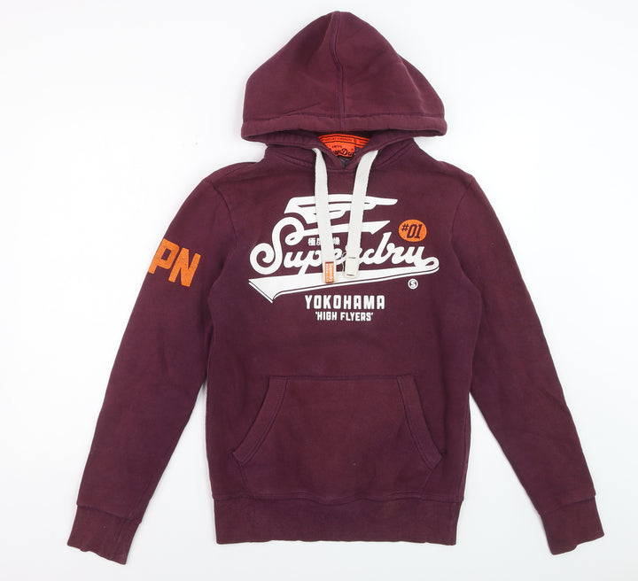 Superdry Men's Purple XS Pullover Hoodie with Logo Print