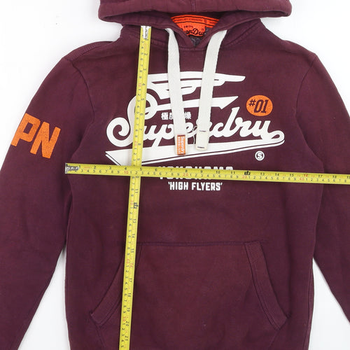 Superdry Men's Purple XS Pullover Hoodie with Logo Print