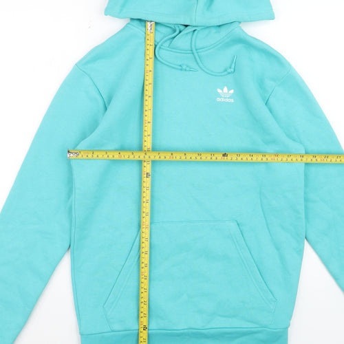 Adidas Womens XS Blue Pullover Hoodie Cotton Blend Casual