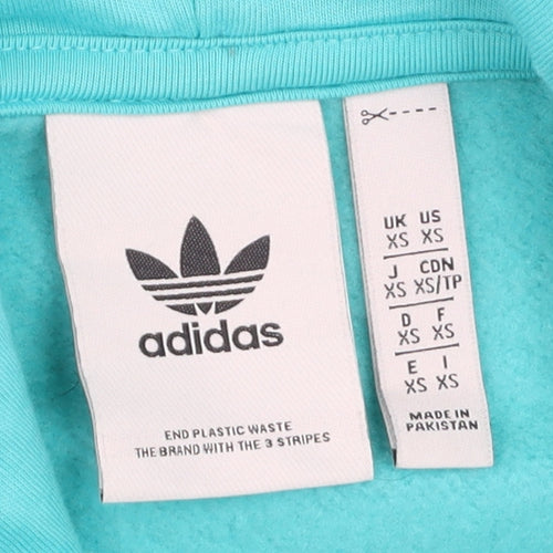 Adidas Womens XS Blue Pullover Hoodie Cotton Blend Casual