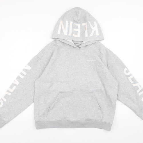 Calvin Klein Jeans Womens Grey Hoodie L Pullover Cotton Blend