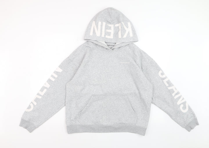 Calvin Klein Jeans Womens Grey Hoodie L Pullover Cotton Blend