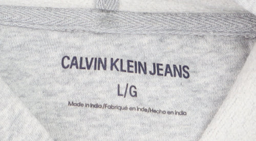 Calvin Klein Jeans Womens Grey Hoodie L Pullover Cotton Blend