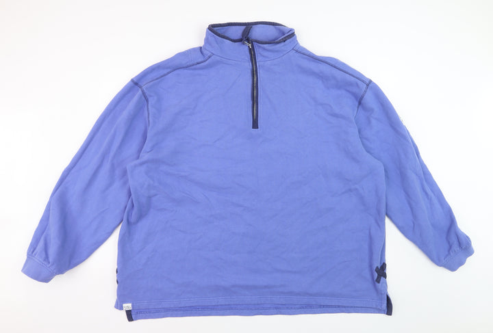 Lazy Jacks Womens Blue 3XL 1/2 Zip Cotton Sweatshirt Pullover