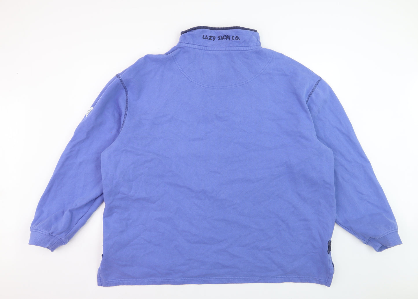 Lazy Jacks Womens Blue 3XL 1/2 Zip Cotton Sweatshirt Pullover