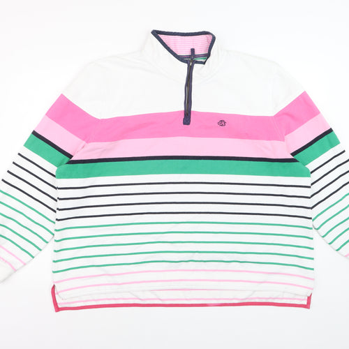 Brakeburn Women's Pink Green Striped 1/4 Zip Sweatshirt Size 20