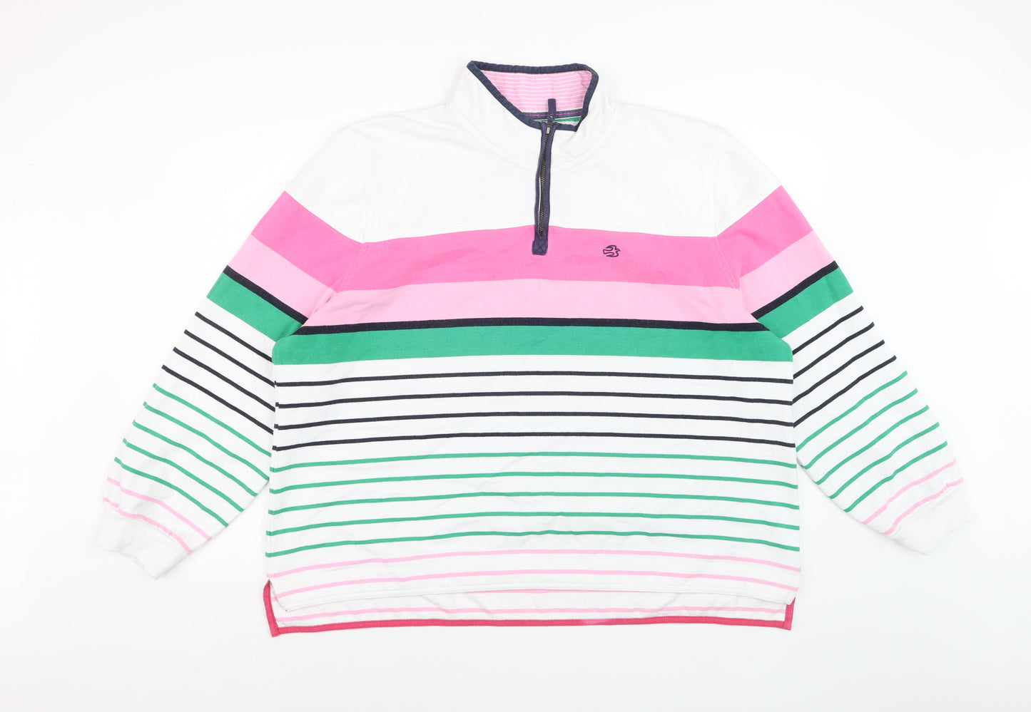 Brakeburn Women's Pink Green Striped 1/4 Zip Sweatshirt Size 20