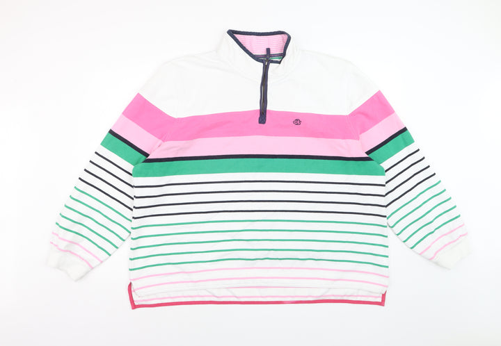 Brakeburn Women's Pink Green Striped 1/4 Zip Sweatshirt Size 20