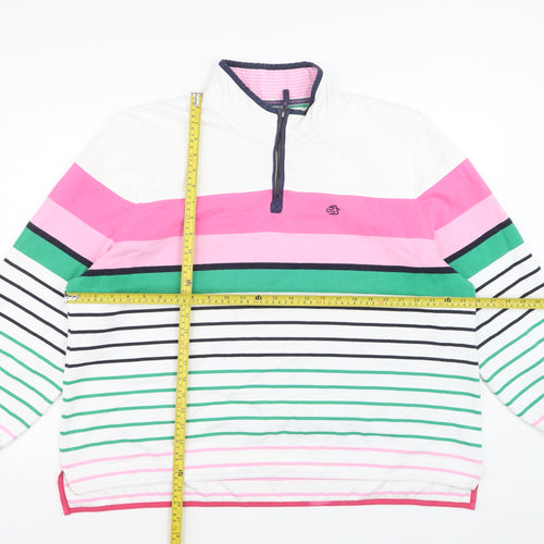 Brakeburn Women's Pink Green Striped 1/4 Zip Sweatshirt Size 20