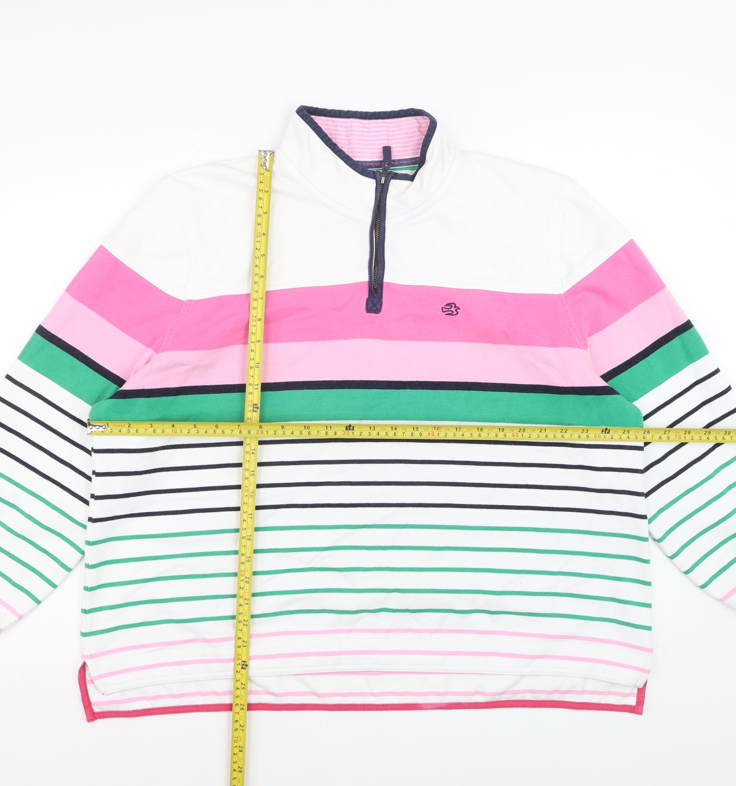 Brakeburn Women's Pink Green Striped 1/4 Zip Sweatshirt Size 20
