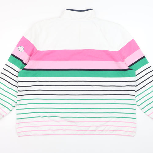 Brakeburn Women's Pink Green Striped 1/4 Zip Sweatshirt Size 20