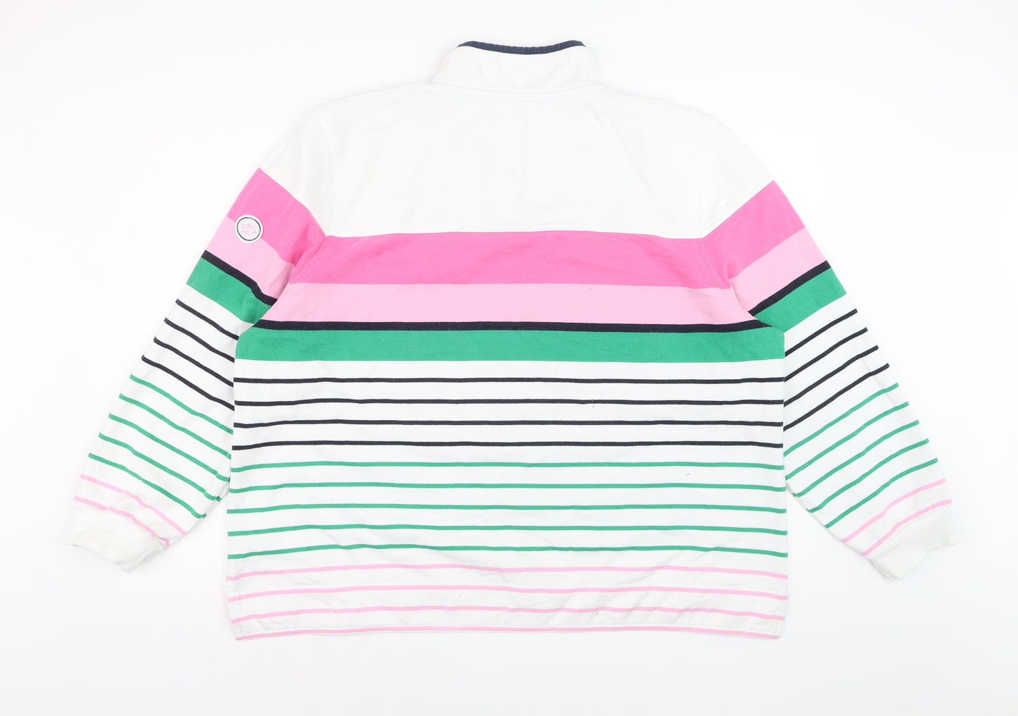 Brakeburn Women's Pink Green Striped 1/4 Zip Sweatshirt Size 20