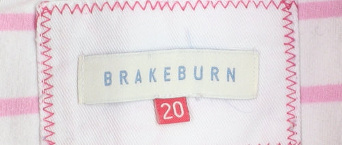 Brakeburn Women's Pink Green Striped 1/4 Zip Sweatshirt Size 20
